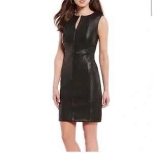 Antonio Melani Women's Sexy Black Leather Sleeveless Sheath Dress Size 10
